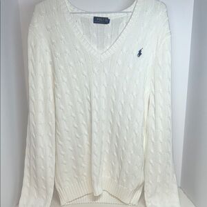 Polo by Ralph Lauren Women's Cream V-Neck Sweater